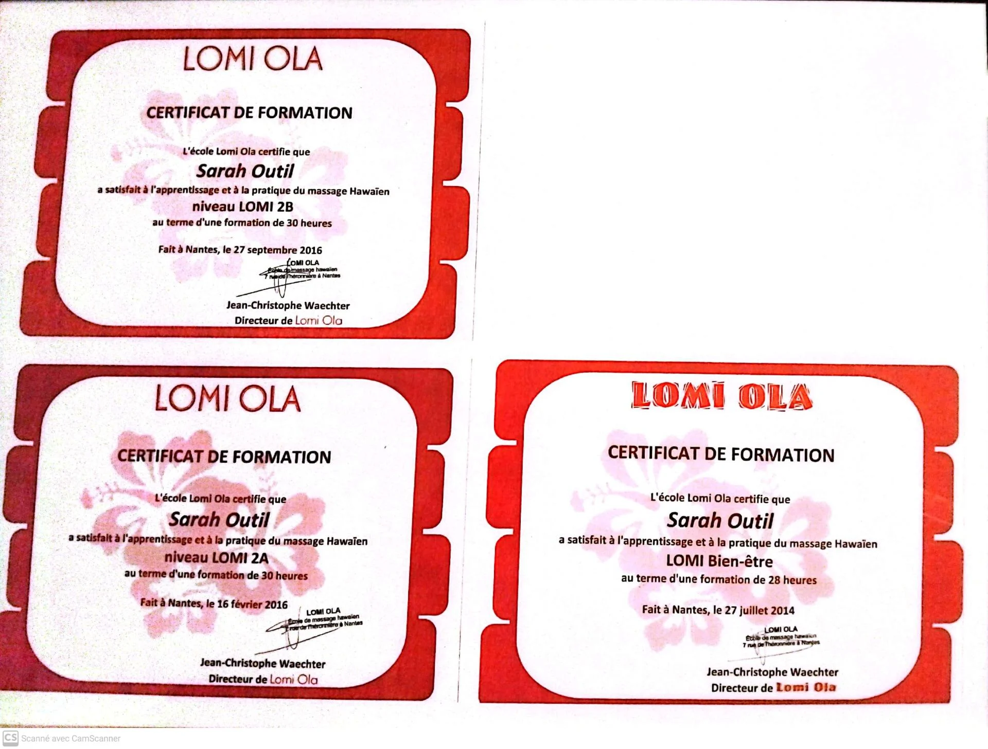 Les 3 certificats de massage 1